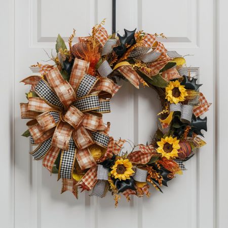 Fall/Autumn Season Ribbon Wreath